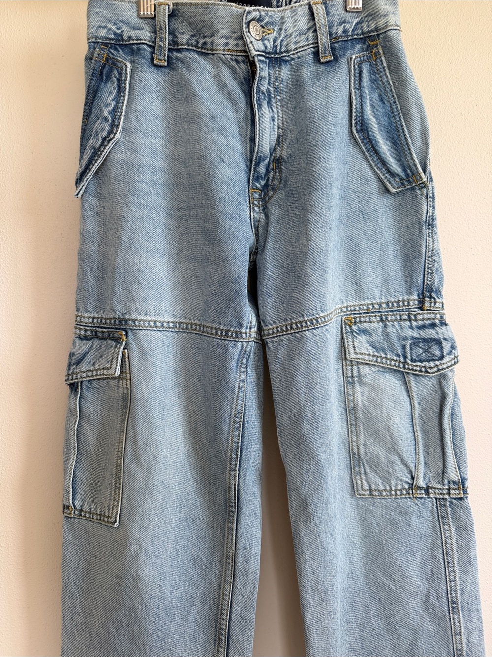 Aeropostale Light Blue Denim Cargo Pants - Men's S Baggy Cargo Y2K Retro Style - Picture 3 of 12